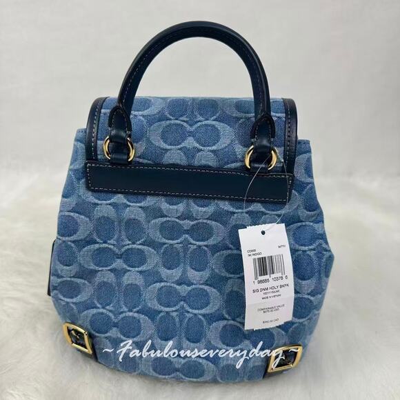 Coach Hadley Backpack In Signature Denim Gold/Indigo CDB95 NWT - Picture 4 of 10